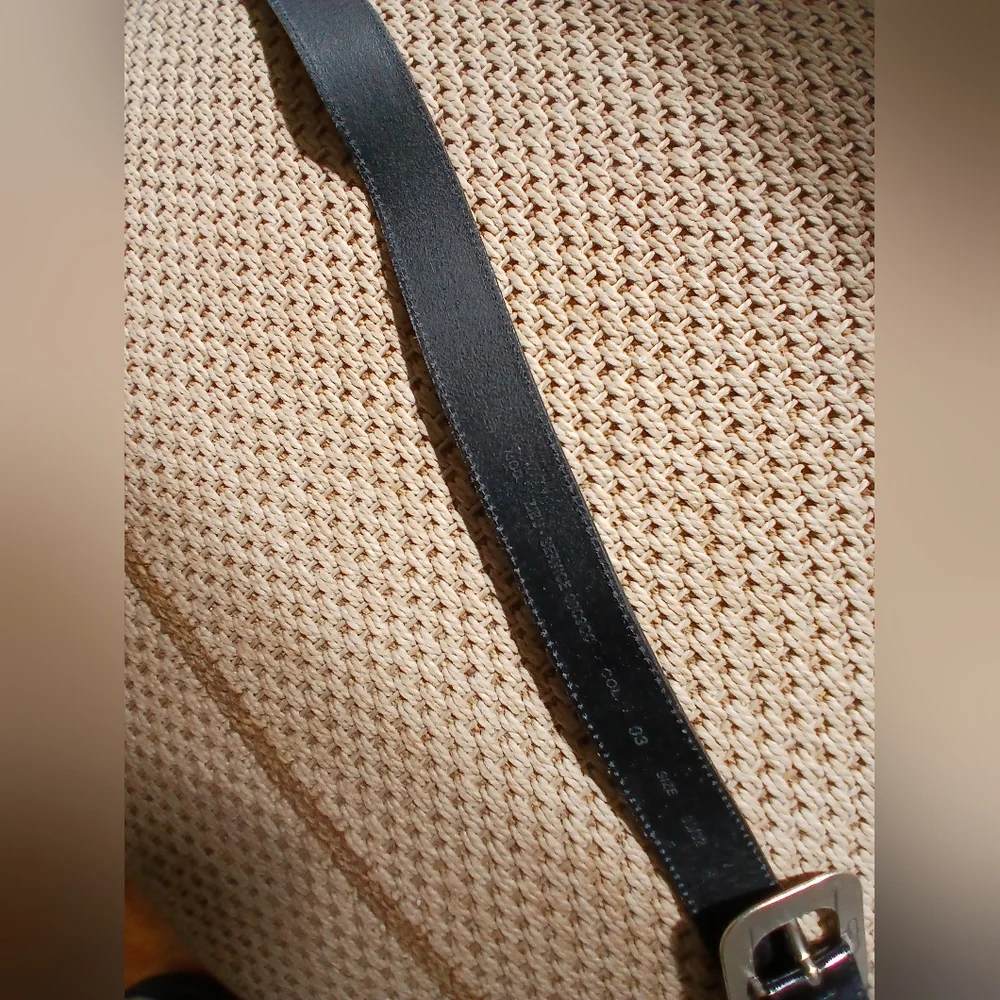 Diesel Black Patent Leather Belt W/ Large Metal Buckle - Picture 6 of 9